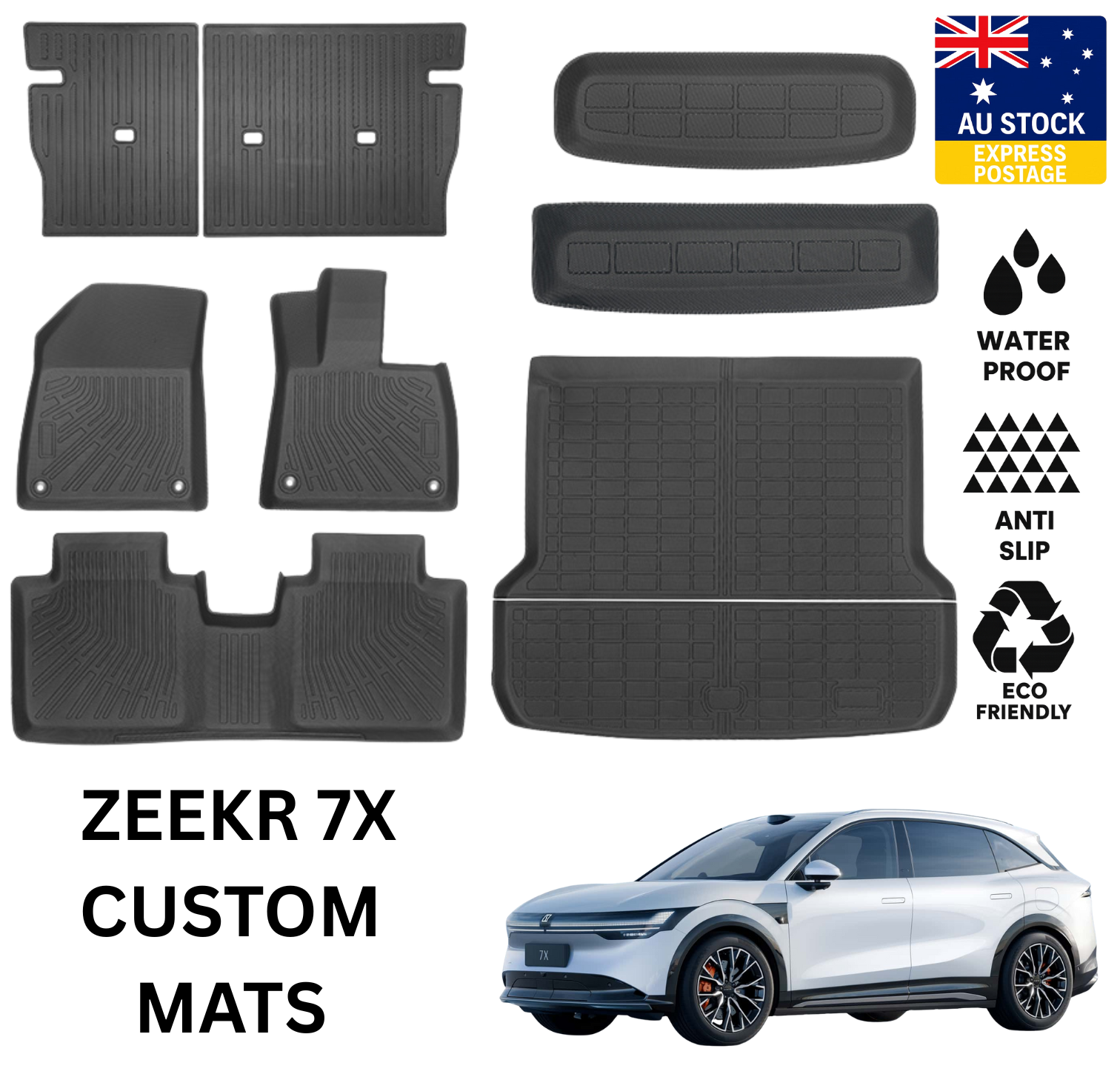 ZEEKR 7X Floor Mats Heavy Duty Boot Mats All-Weather Odorless Rubber Mats
