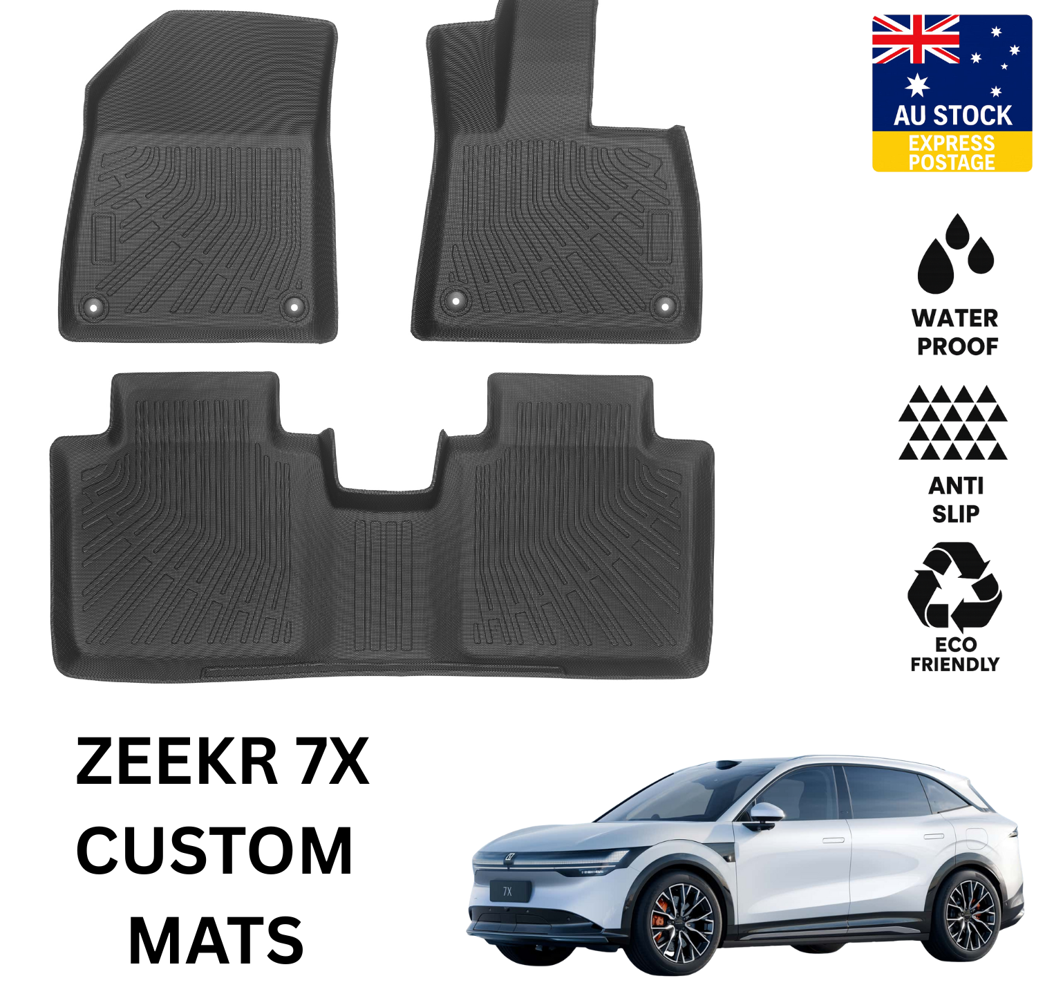 ZEEKR 7X Floor Mats Heavy Duty Boot Mats All-Weather Odorless Rubber Mats