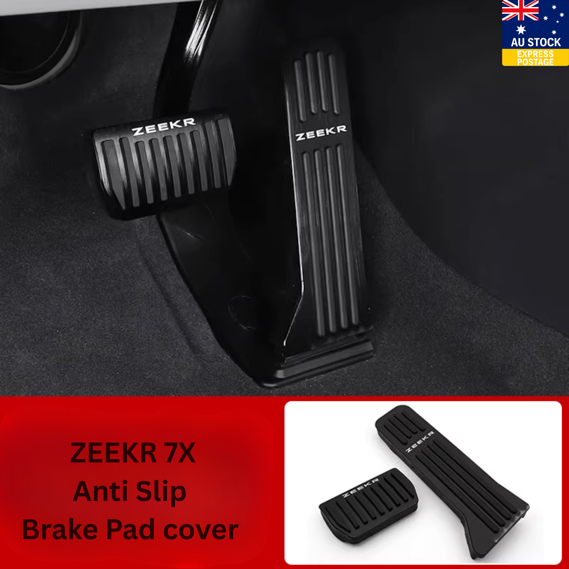 Zeekr 7X Brake & Accelerator Pedal Covers – Black & Silver