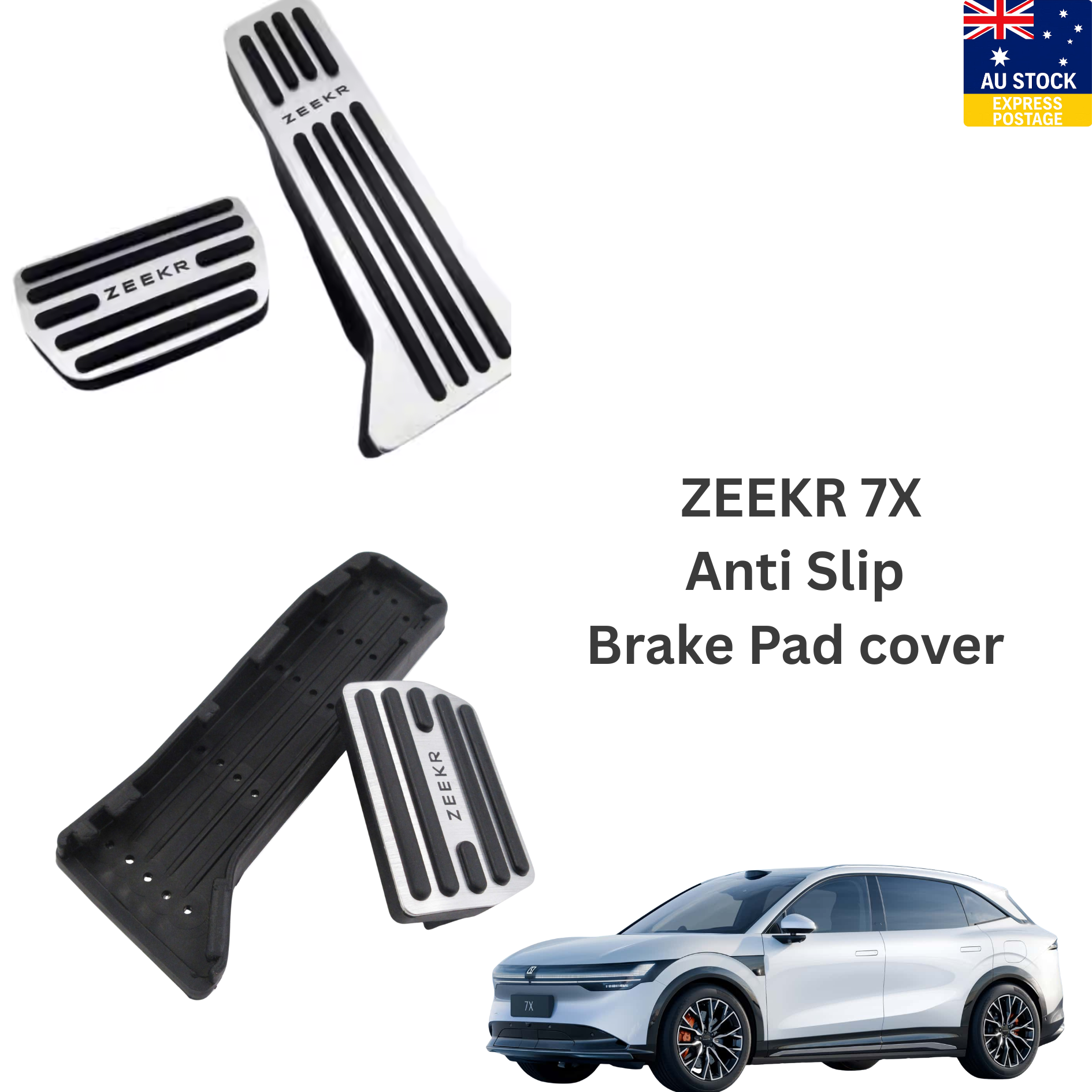 Zeekr 7X Brake & Accelerator Pedal Covers – Black & Silver