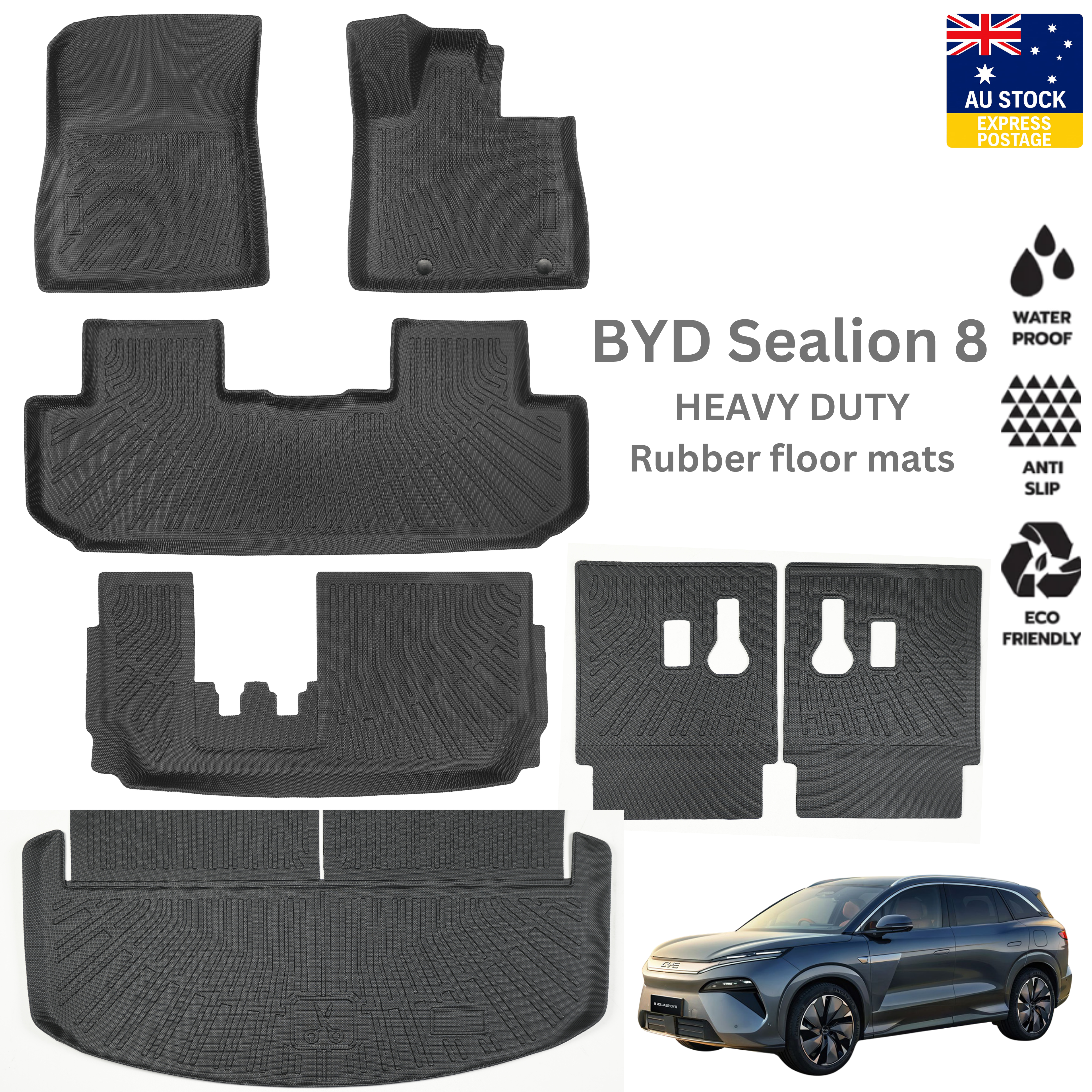 BYD Sealion 8 Custom Fit Floor Mats – Single & Detachable Carpet Layer
