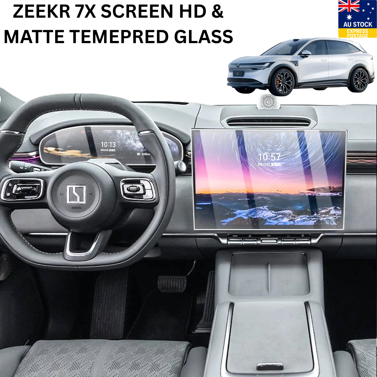 Zeekr 7X Dual Screen Tempered Glass Protector Combo (2025 Model)