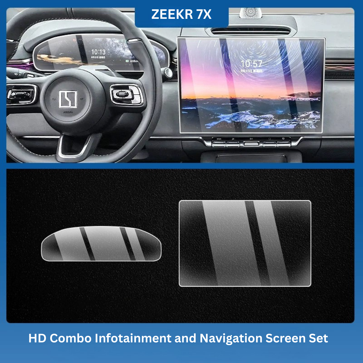 Zeekr 7X Dual Screen Tempered Glass Protector Combo (2025 Model)