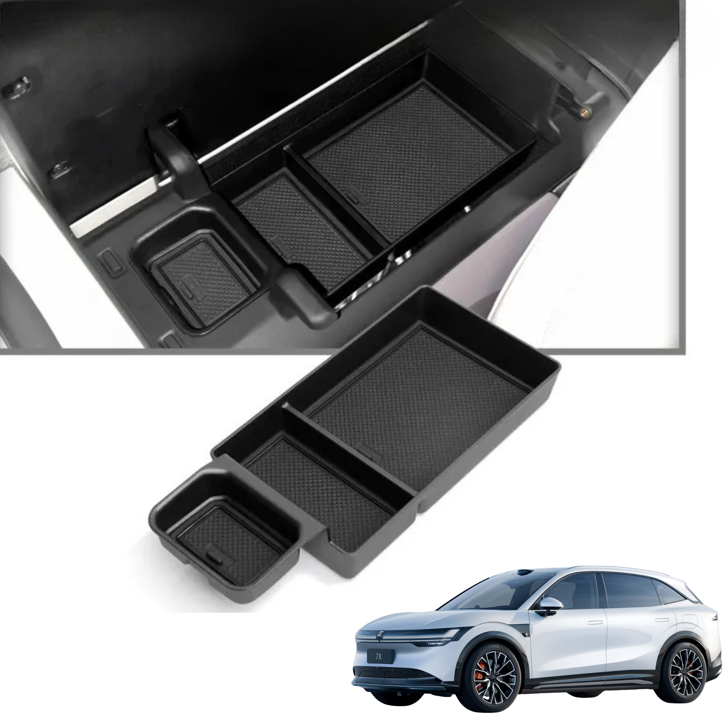 Zeekr 7X Console Trays – Armrest, Cup Holder, Charging Pad & Storage Organizers