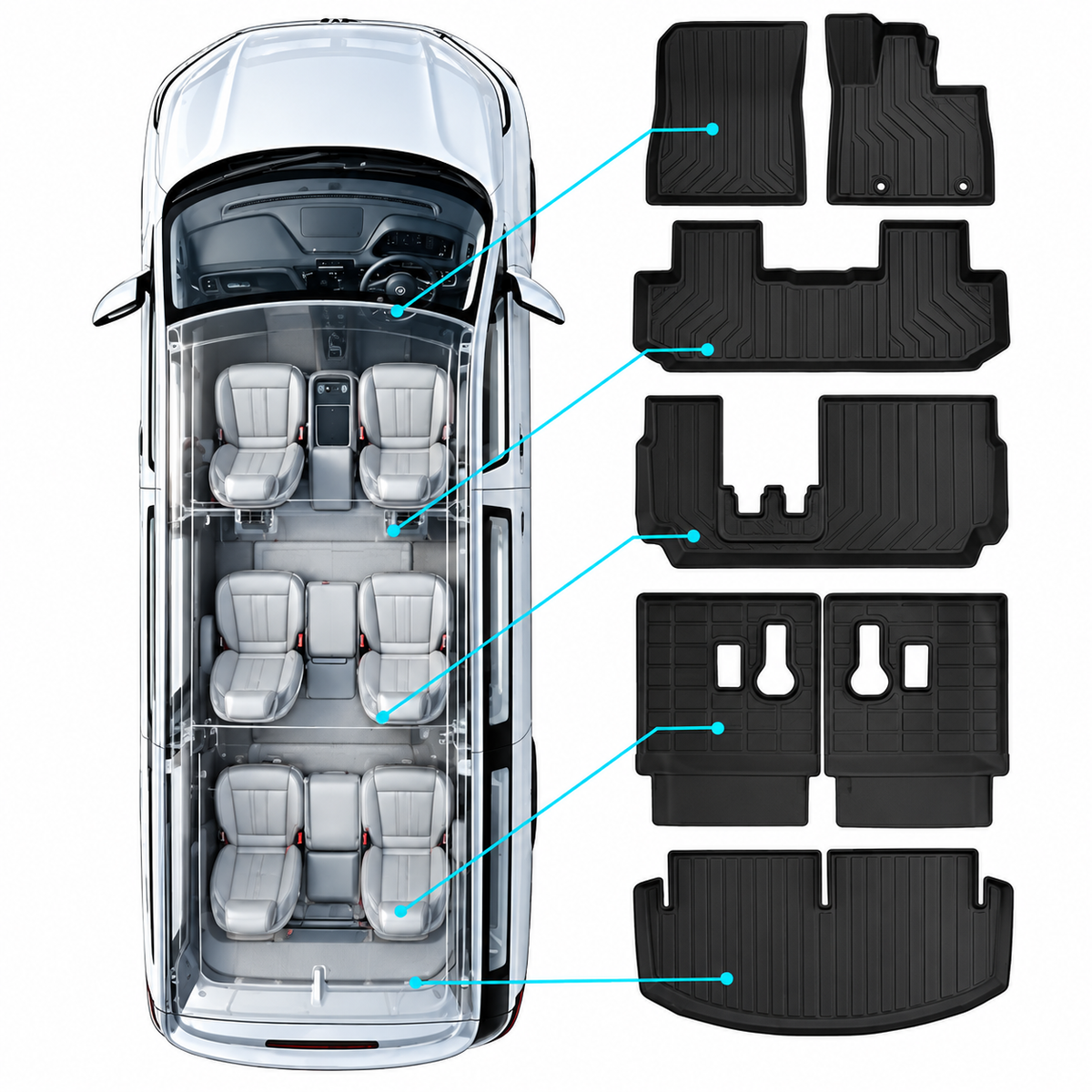 BYD Sealion 8 Custom Fit Heavy Duty Floor Mats – Single & Detachable Carpet Layer