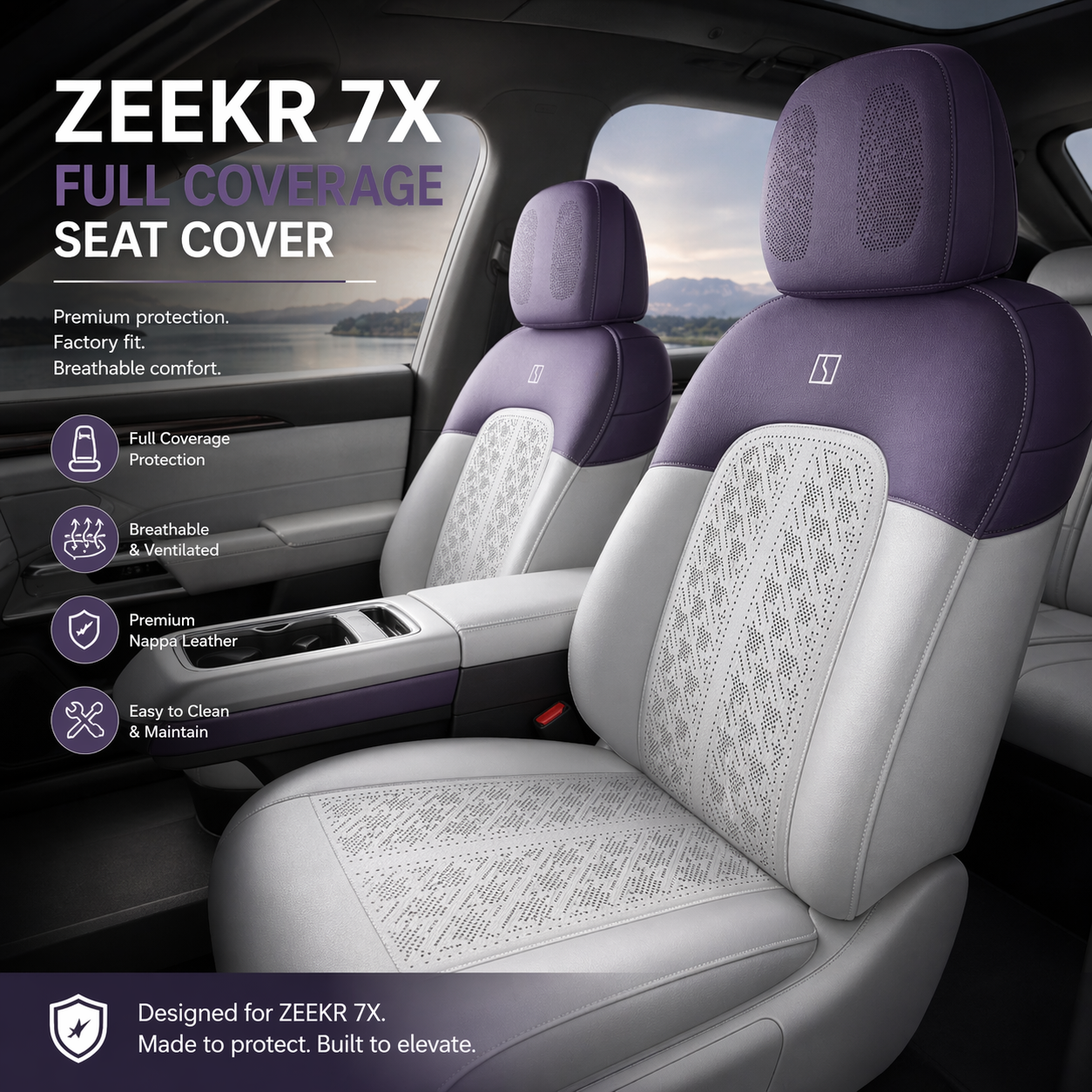 Zeekr 7x Premium Nappa Seat Covers – Full Set Two Tone