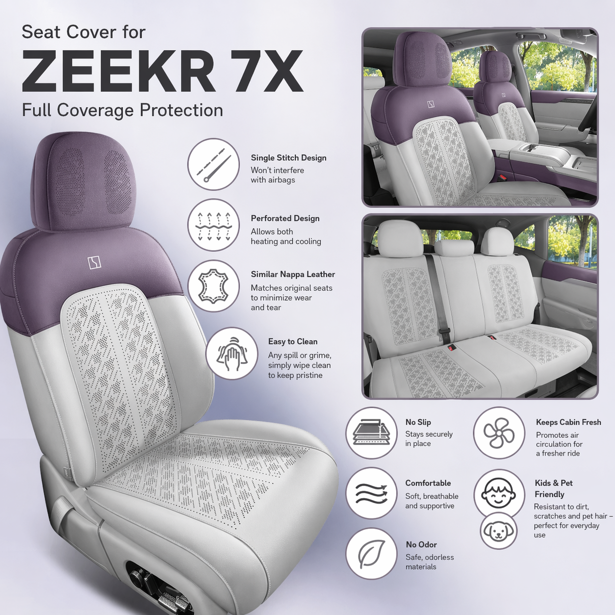 Zeekr 7x Premium Nappa Seat Covers – Full Set Two Tone