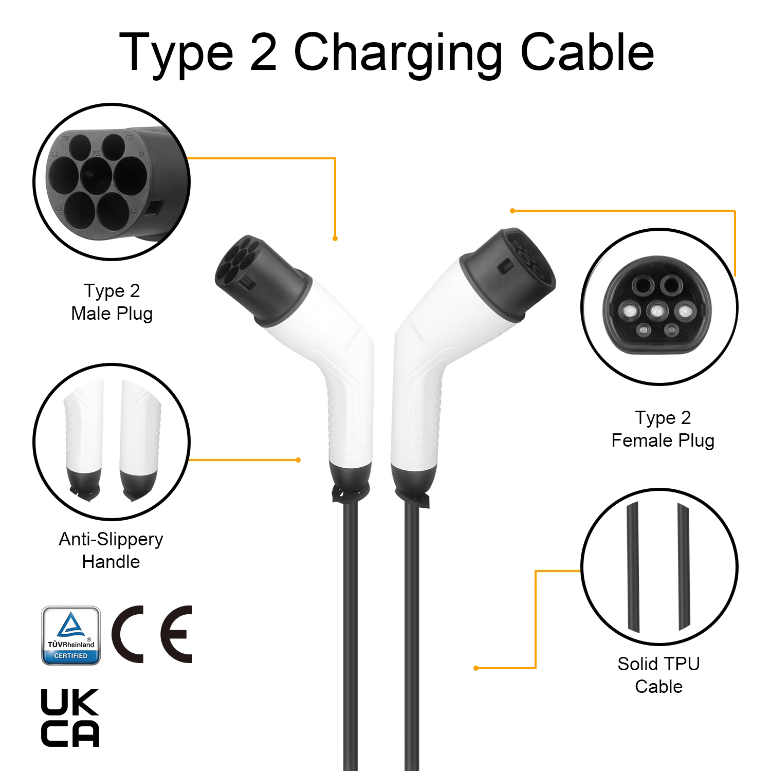 Type 2 to Type 2 EV Charging Cable