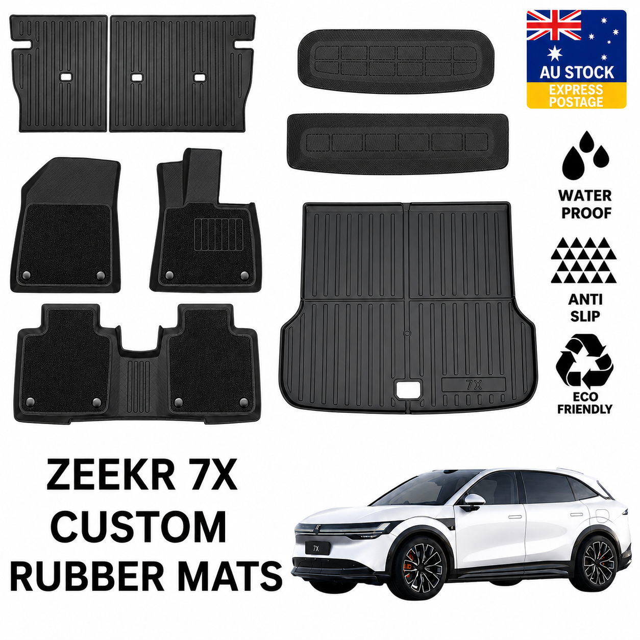 ZEEKR 7X Floor Mats Heavy Duty Boot Mats All-Weather Odorless Rubber Mats
