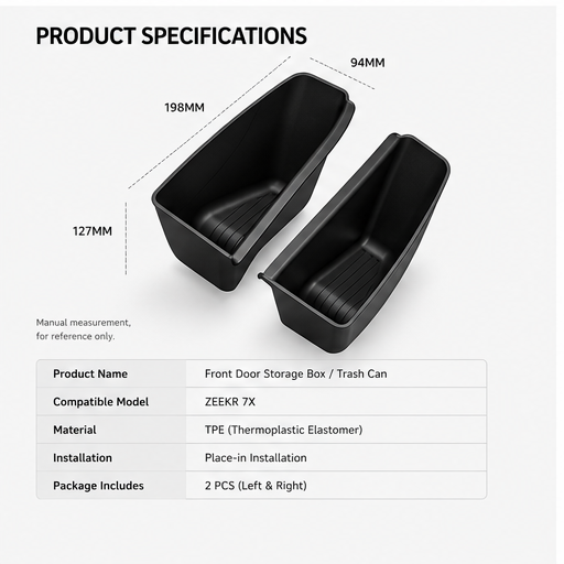 Zeekr 7X Front Door Storage Box / Door Pocket Organiser