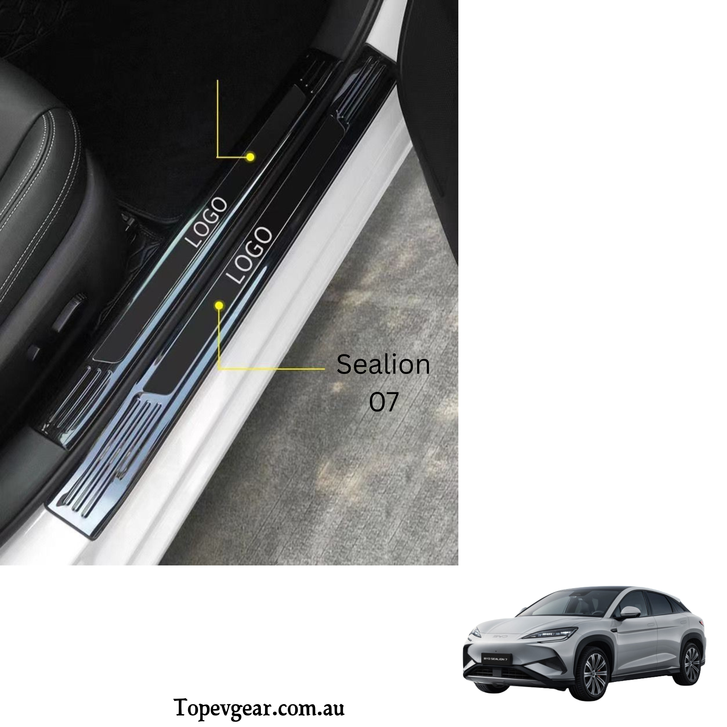 BYD Sealion 07 Internal Door Sill Protector – Titanium Black Steel