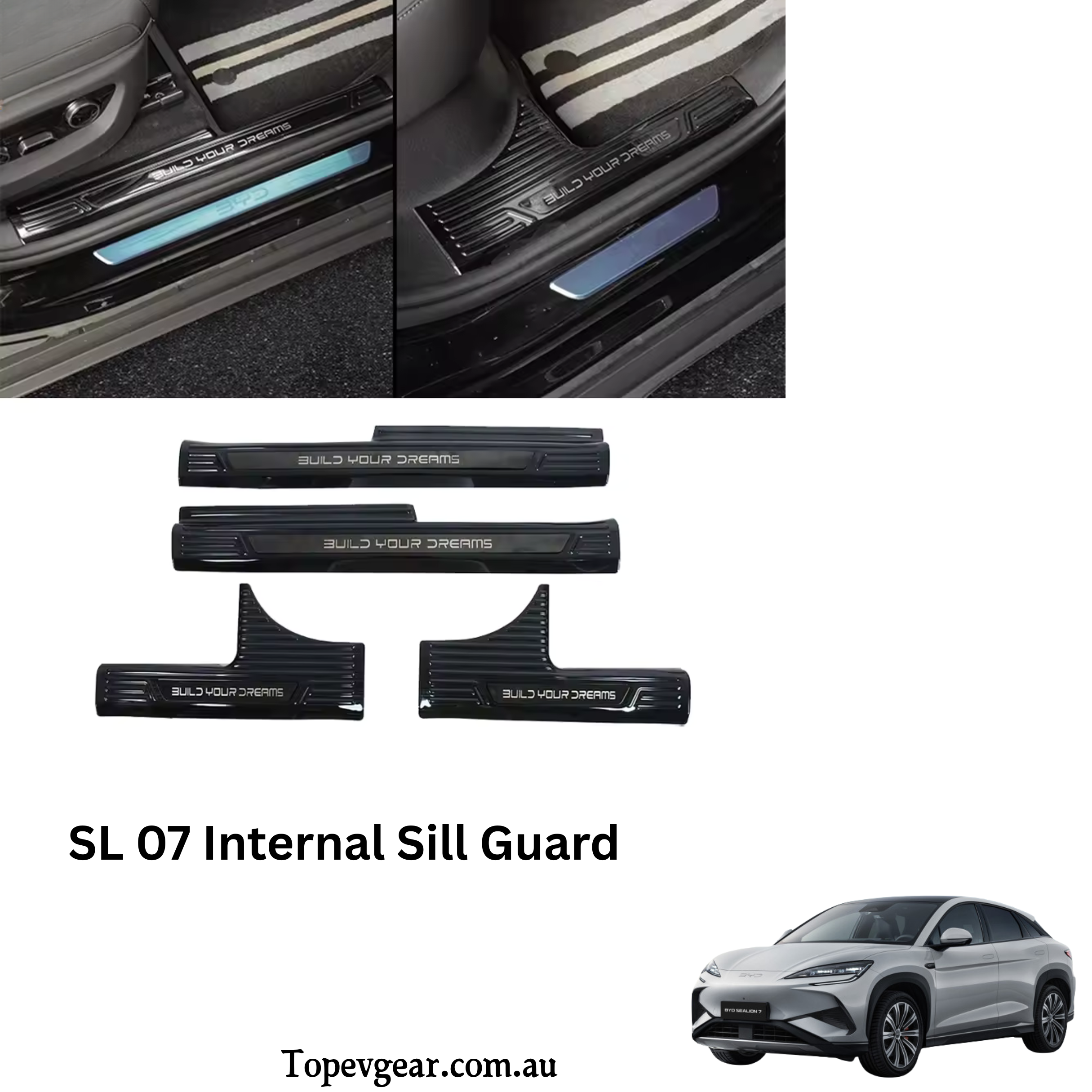 BYD Sealion 07 Internal Door Sill Protector – Titanium Black Steel