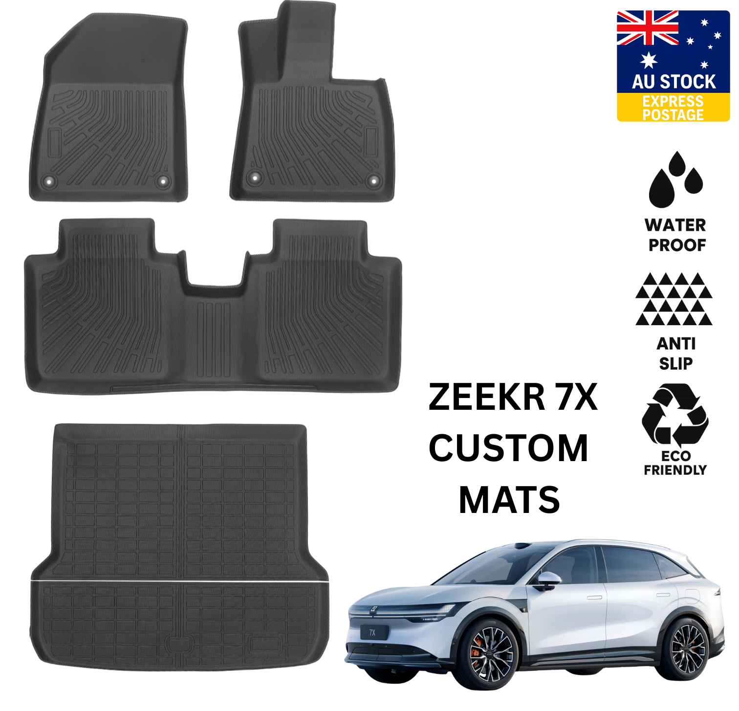 ZEEKR 7X Floor Mats Heavy Duty Boot Mats All-Weather Odorless Rubber Mats