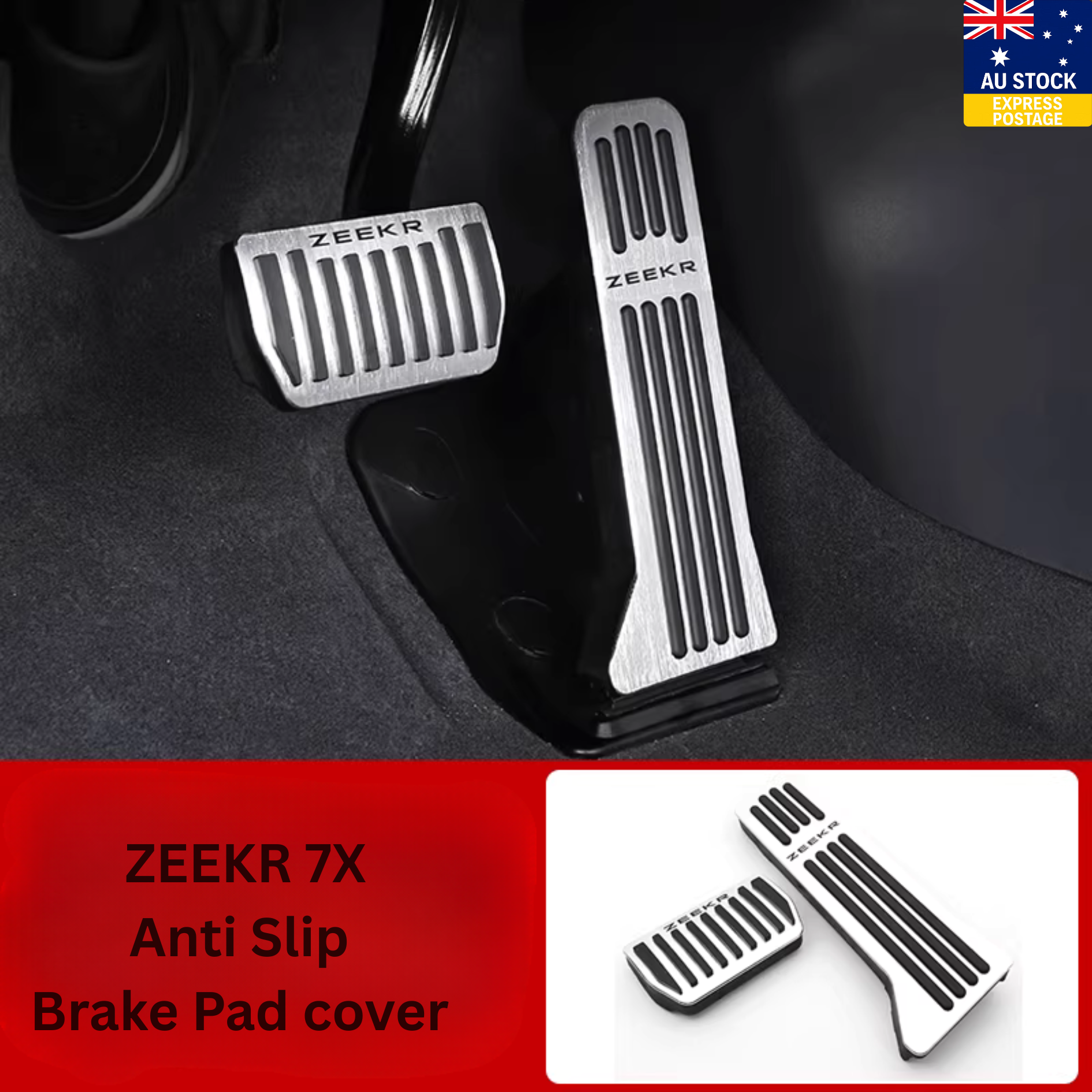 Zeekr 7X Brake & Accelerator Pedal Covers – Black & Silver