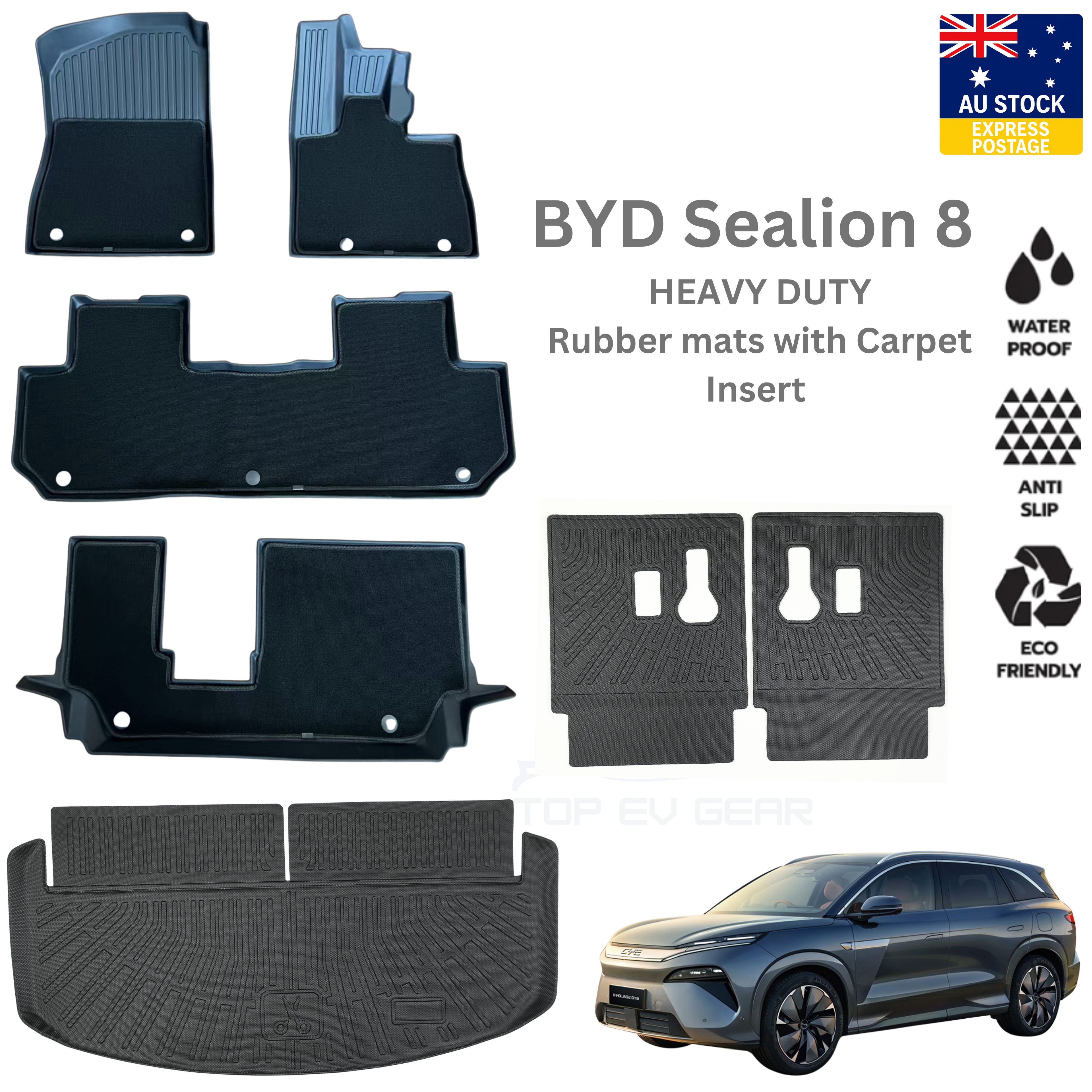 BYD Sealion 8 Custom Fit Floor Mats – Single & Detachable Carpet Layer