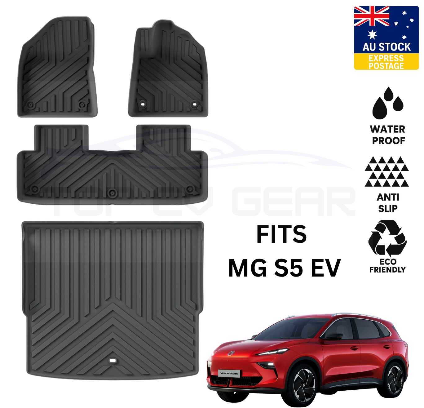 MG S5 EV Floor Mat Combo (Full Set + Boot Mat) – Custom Fit, All-Weather Protection