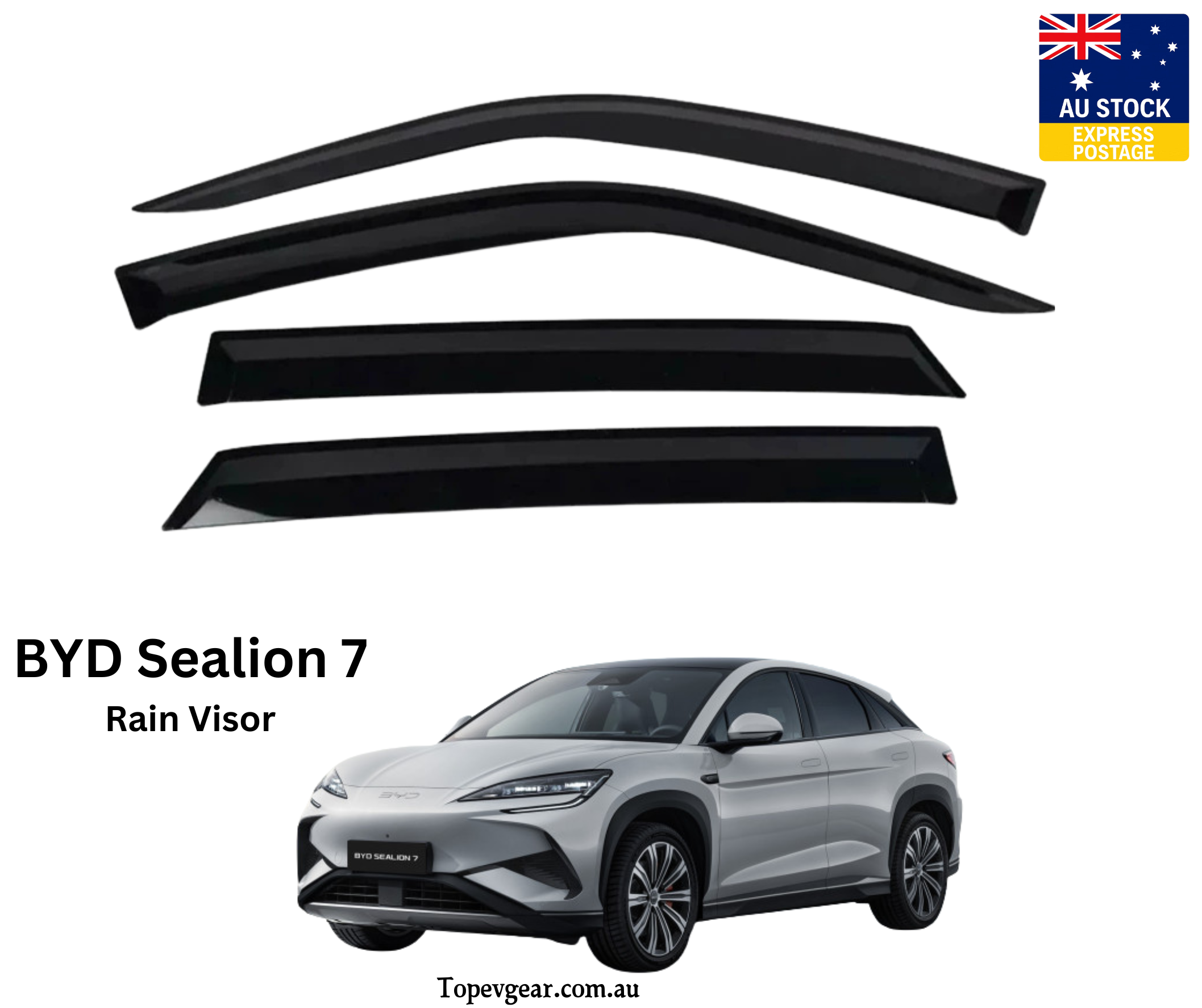 BYD Sealion 07 Rain Visor / Window Weather Shields Full Black - No chrome Strip
