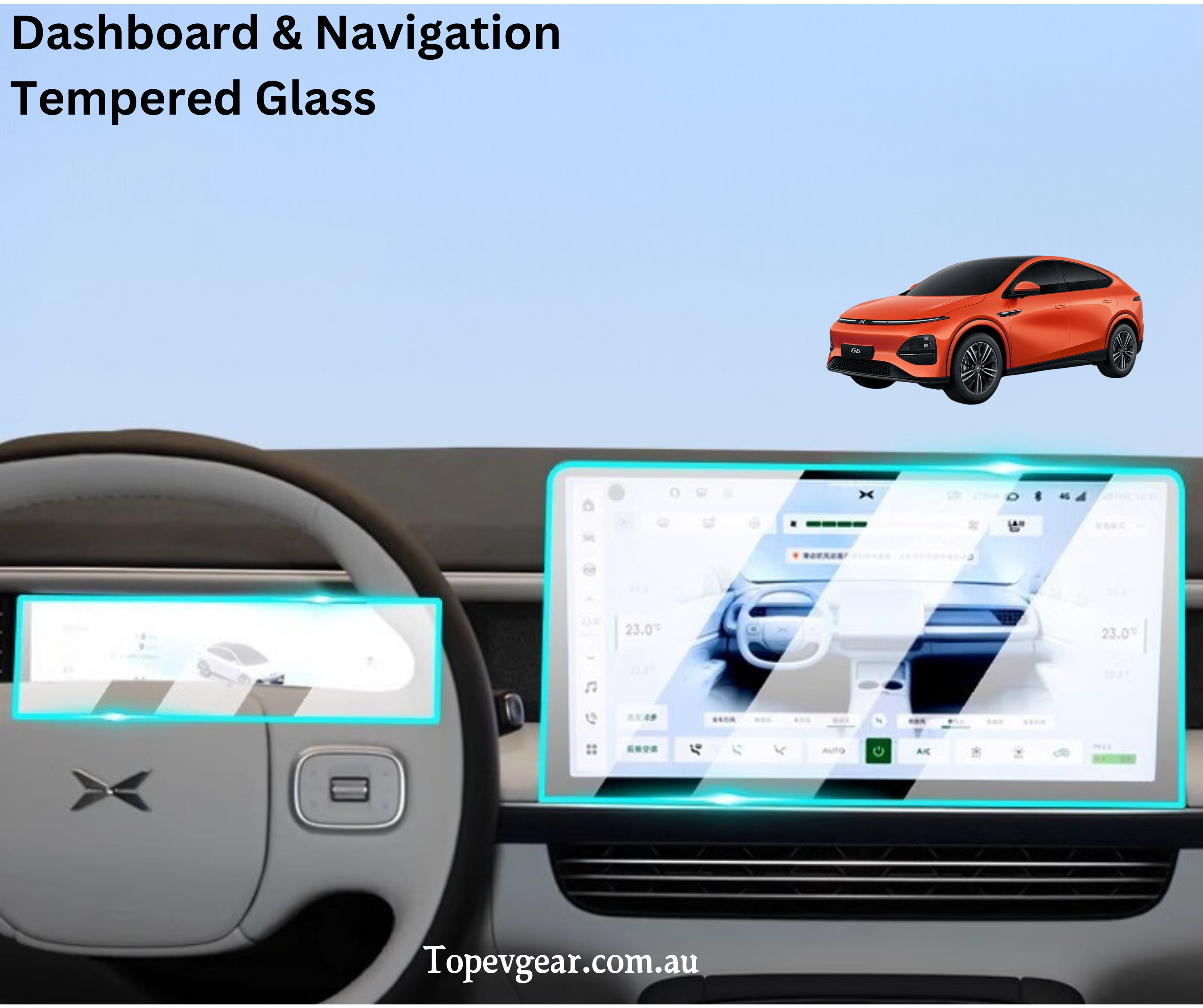 XPENG G6 Dashboard and Navigation Screen Tempered Glass (Two Pieces)