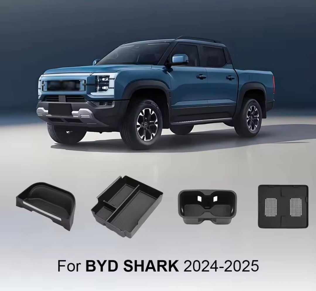 BYD Shark 6 Console Organiser Tray Set – Armrest Tray + Charging Pad + Cup Holder